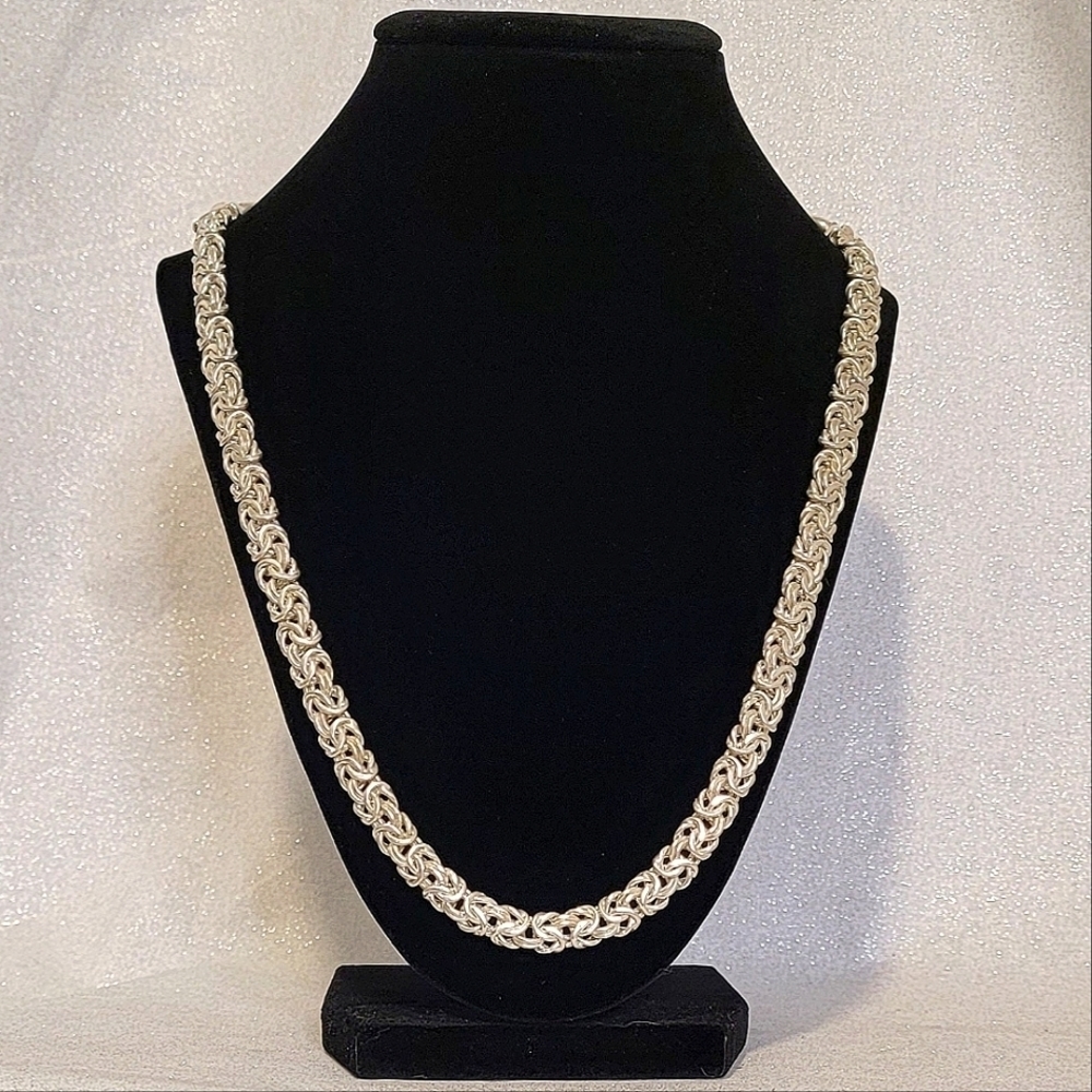 STERLING Silver Byzantine Style Necklace and Bracelet Set - Picture 2 of 6